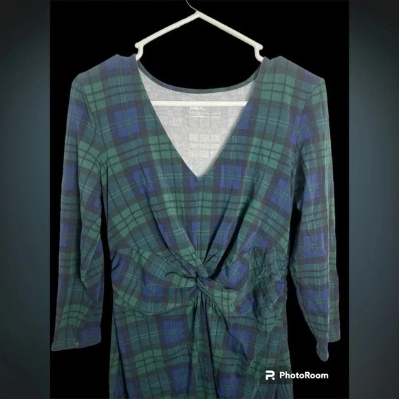 Lands End 3/4th Sleeve Midi Dress size Small (4-6) in Plaid - Picture 3 of 7